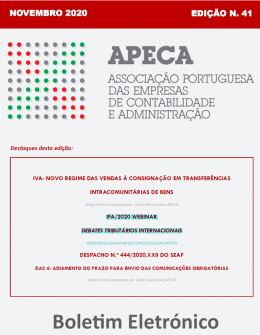 Boletim Eletrónico APECA n.º 41 (Novembro/2020)