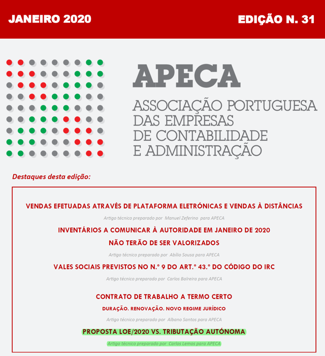 Boletim Eletrónico APECA n.º 31 (Janeiro/2020)